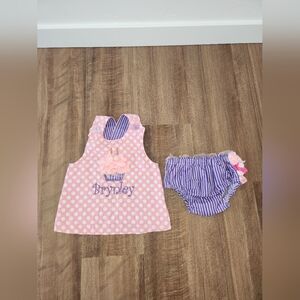 Girls Size 2 Adorable Matching Birthday Dress set Monogrammed Brynley